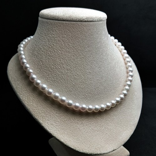 7.58mm 아코야 해수 진주 비드 목걸이 금장식으로 특별한 날을 연출