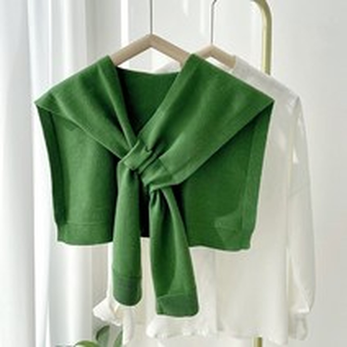 허블리 여성 어깨 숄 가디건 니트 머플러 레이어드로 멋내기