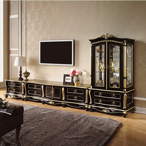 H68F 마호가니 원목 거실장세트의 따뜻한 공간 연출