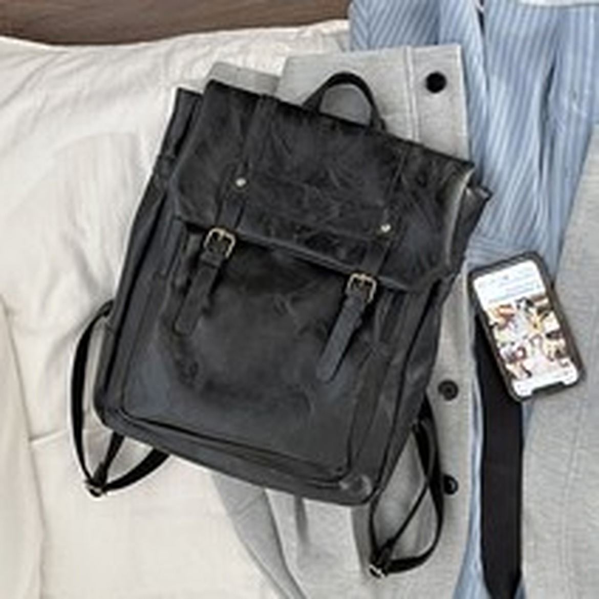 B&C.Room 빈티지 프레피 대용량 여성 백팩 활용도 UP