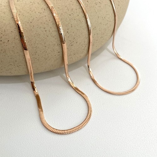 14K 18K 2.5mm 실크 스네이크 뱀줄 체인 목걸이, 여름에 완벽한 레이어드 스타일