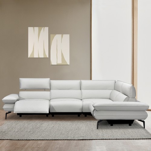 스코나 자레츠 올 천연 통가죽 리클라이너 소파, 편안함을 더하는 아이보리 코너형