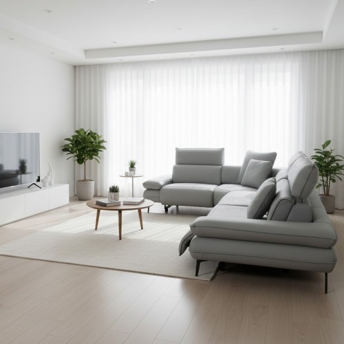 스코나 프라토 전동 리클라이너 소파, 편안한 휴식 공간을 만들어주는 그레이 코너형