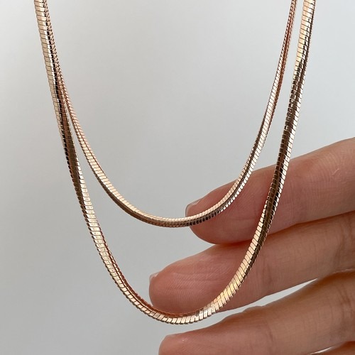 14K 18K 2mm 실크 스네이크 뱀줄 체인 목걸이로 우아한 매력을 더하기