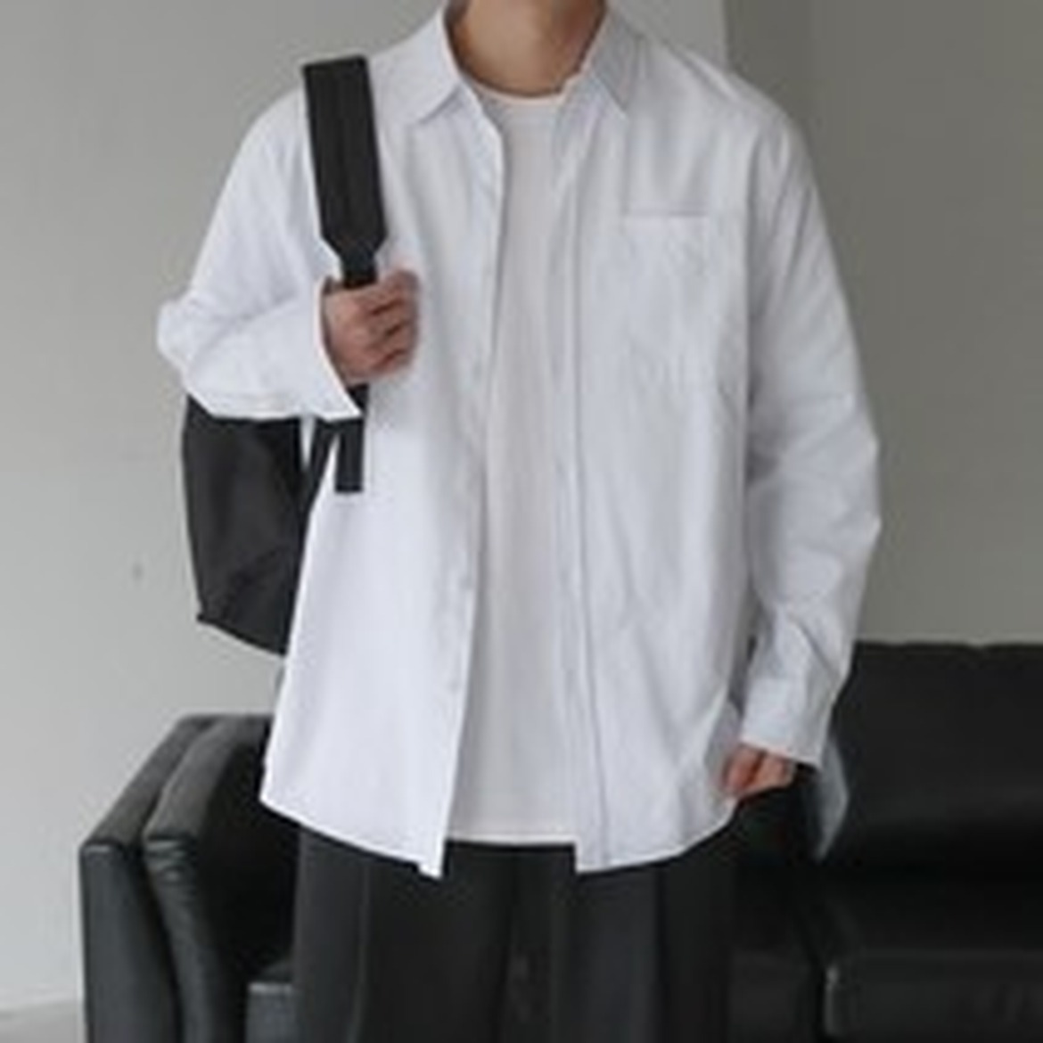 베이직바이블 남자 구김없는 셔츠, 편안한 가을 정장 느낌이야