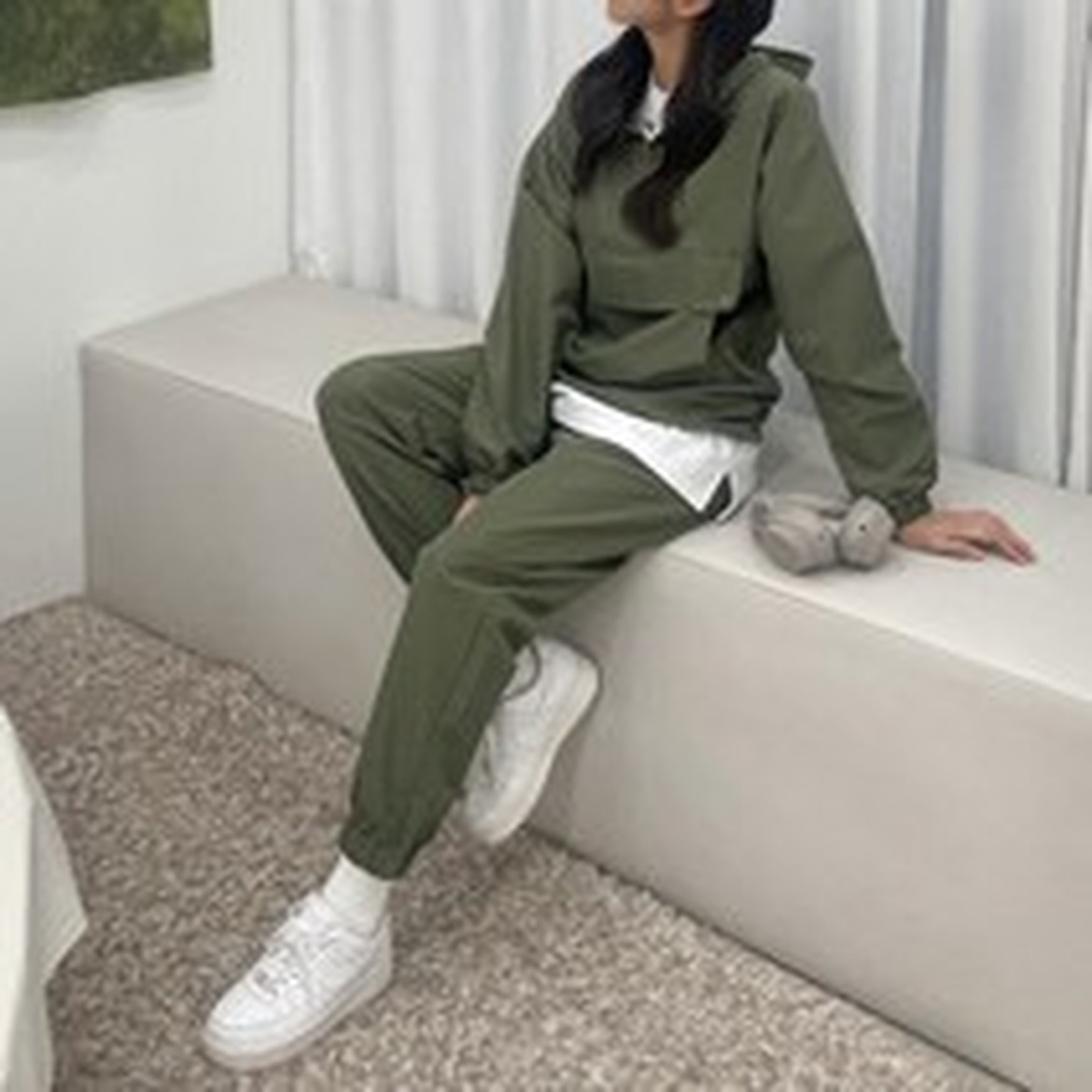 끌로이 남녀공용 아노락 반집업세트 오버핏 사용후기