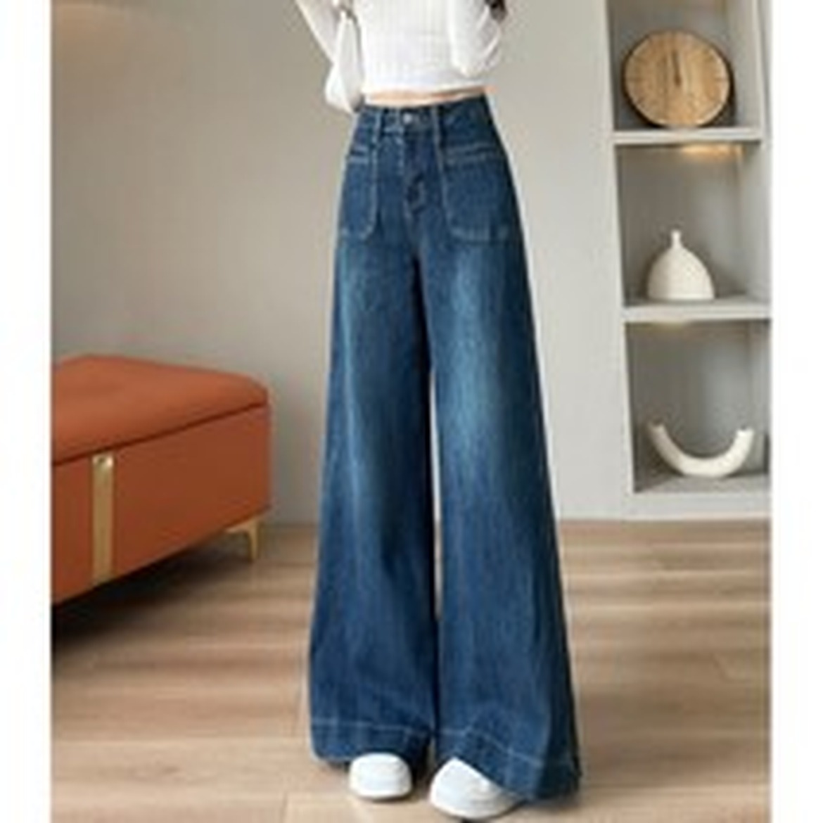 lofei 여성 하이웨이스트 와이드 데님 팬츠, 편안한 착용감이 매력