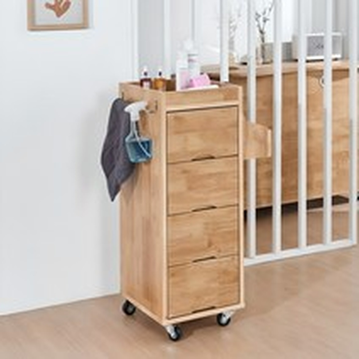 아리스타 원목 이동식 서랍 트롤리 사용해보니 편리해요