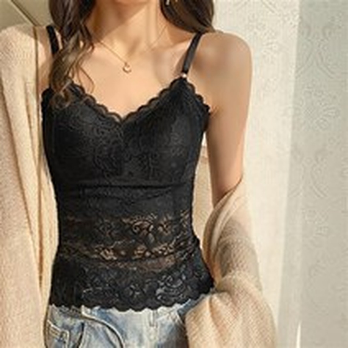 AOKADA 여성 캡내장 레이스 브라 나시, 생각보다 편안한 착용감