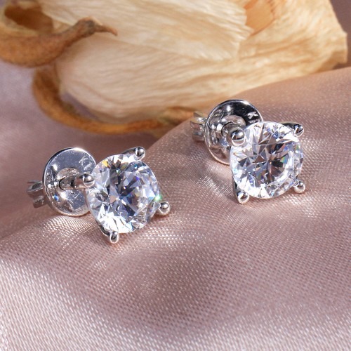 1캐럿 천연 다이아 귀걸이 GIA 4프롱 예물로 제격