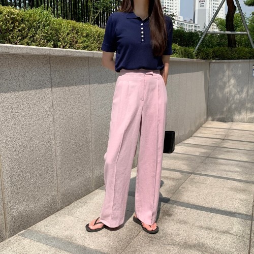부드러운 비스코스 루즈핏 버튼 카라 니트 여름에 적합한 편안한 스타일