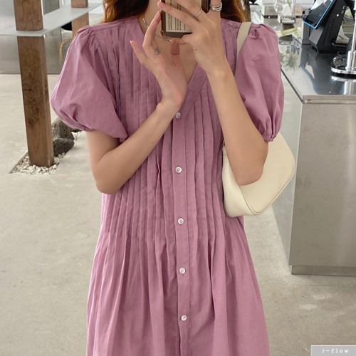 모니카 세로 핀턱 버튼 롱 원피스, 여름에 어울리는 린넨의 매력