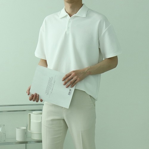남자반팔티 구김없는 오버핏 헨리넥반팔