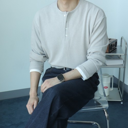 피케 헨리넥 티셔츠 구김없는 남자 긴팔티 | 다양한 활용도와 관리 용이성