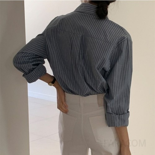 여성 베이직 루즈핏 스트라이프 블라우스 추천