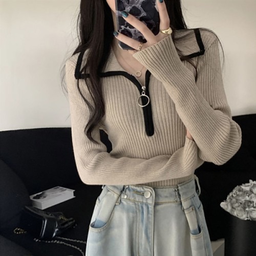 골지 여성 슬림핏 카라 반지퍼 티셔츠로 활동성을 높여보세요