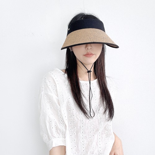 리프 턱끈 밀짚 썬캡 UV 자외선 차단