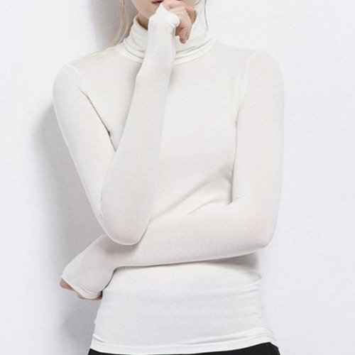 모달 여성 목폴라 폴라티 티셔츠 데일리 이너웨어