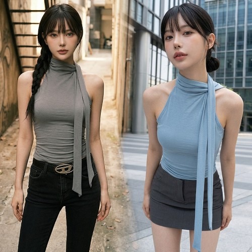 노블 타이홀터티 홀터넥 나시 티셔츠 여리핏의 매력