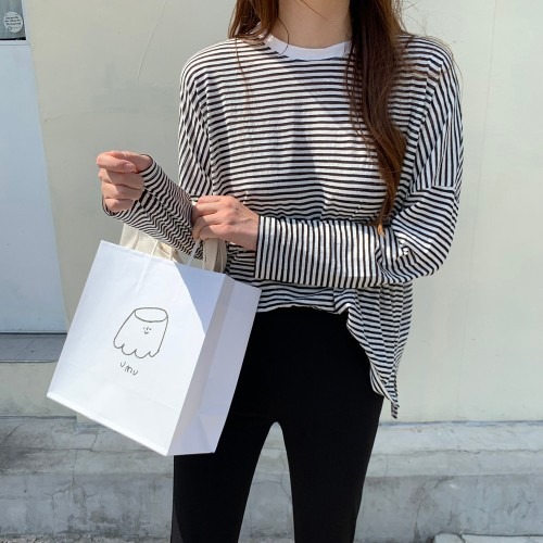 여름 긴팔티 고민 해결하기, 루즈핏 린넨 라이크 슬라브 스트라이프 티셔츠