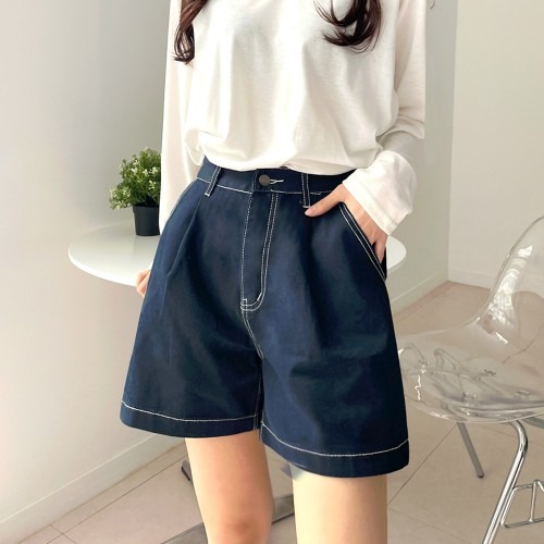 숏팬츠 4부 스티치 A라인 여성 바지로 여름을 시원하게