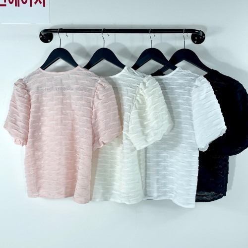 여자여자몰 입체웨이브 퍼프블라우스 여성 여름 반팔