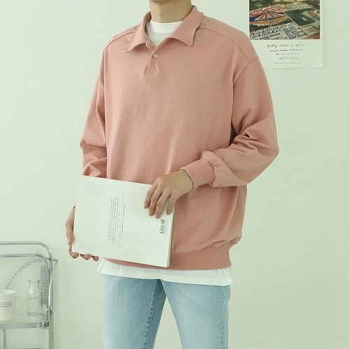 남자맨투맨 헨리넥 커플 남성오버핏 스타일