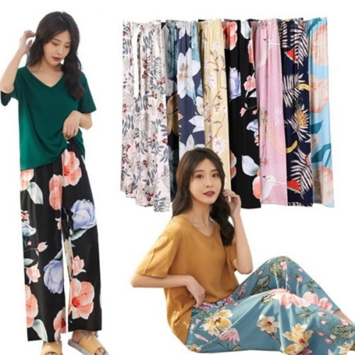 플라워 와이드 팬츠 여름 데일리 스타일 완성