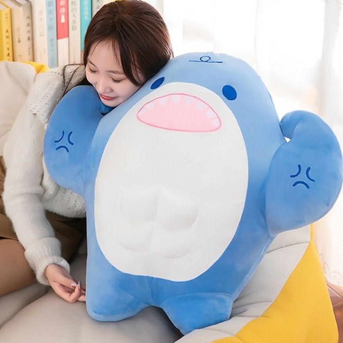 근육 헬스 여름맞이 필수 상어 인형 쿠션