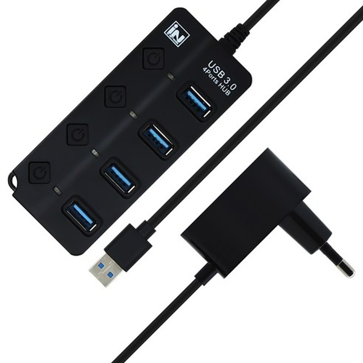 인네트워크 USB 3.0 지원 개별전원 스위치 4포트 확장 허브