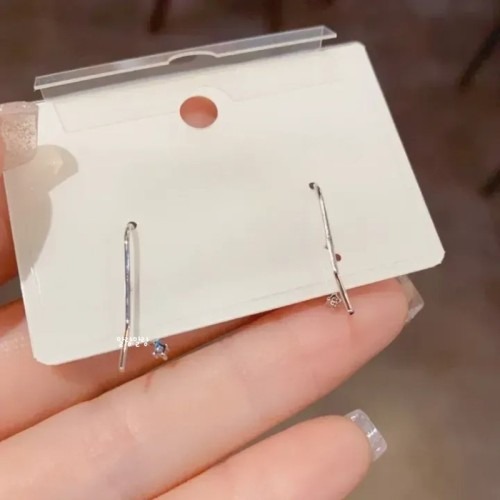 커브 리본라인 큐빅 귀걸이 14K골드 귀여운 이어링