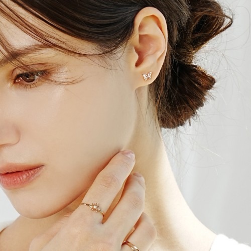 14K 인터널 샤인 큐빅 나비 라블렛 피어싱