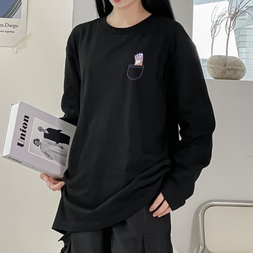 여성 긴팔 티셔츠 레이어드 이너 간절기 라운드넥