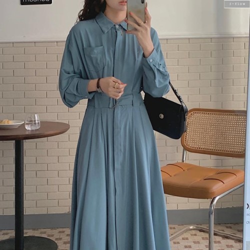 봄 가을 패션 고민 해결! 소유 맥시 벨트 카라 버튼 셔츠 롱원피스 체크 포인트