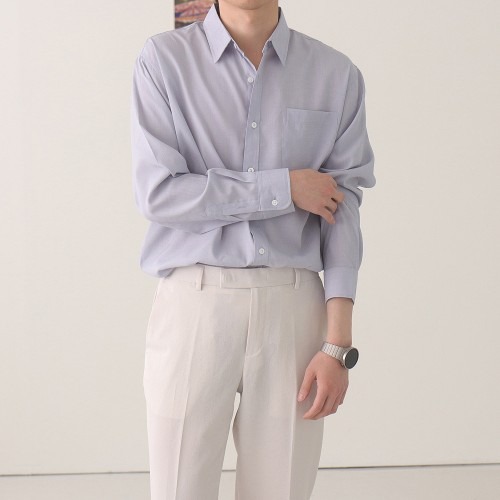 남자 셔츠 여름 데일리룩에 완벽한 링클프리 흰색 린넨셔츠
