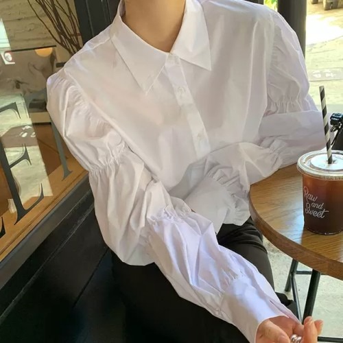 오피스룩으로 적합한 소매 이중볼륨 넥카라 화이트 긴팔블라우스 구매 전 체크포인트